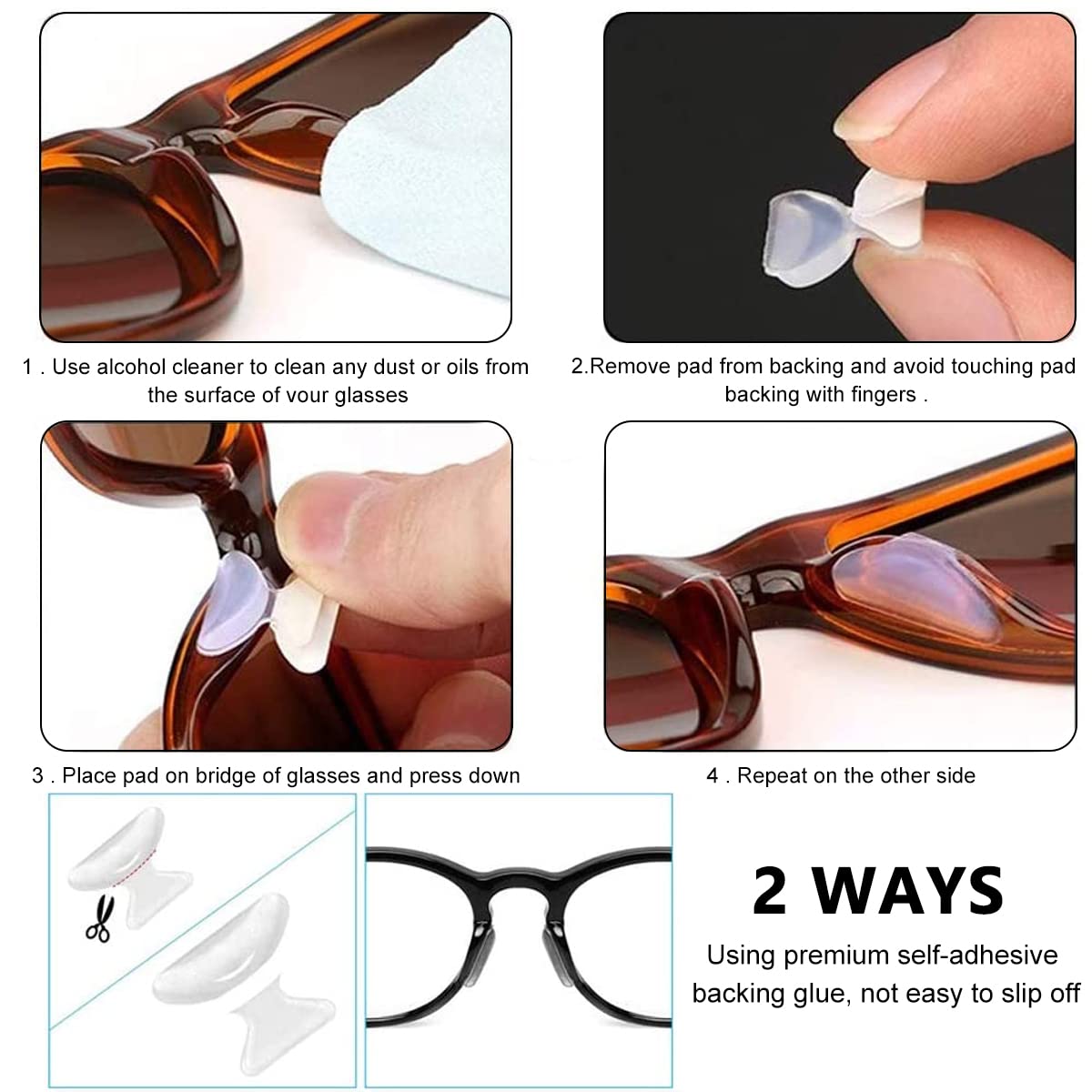 MAYCREATE 12 Pairs Eyeglass Nose Pads, Anti-Slip Silicone Glasses Nose Support Pads Replacement, Anti-Slip Air Chamber Nose Pads for Full Plastic Frames, White MAYCREATE 12 Pairs Eyeglass Nose Pads, Anti-Slip Silicone Glasses Nose Support Pads Replacement, Anti-Slip Air Chamber Nose Pads for Full Plastic Frames, White